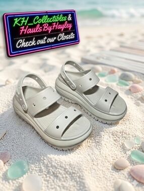 Crocs Mega Crush Sandals Bone Off-White Platform - Women's 8 / Men's 6